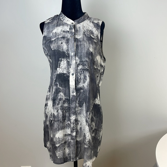 Eileen Fisher Shirt Women Ink Blot Silk Tunic Sleeveless Art to Wear - Picture 3 of 9
